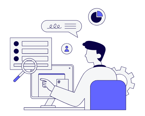 Profesional gestionando datos y contactos en una interfaz CRM